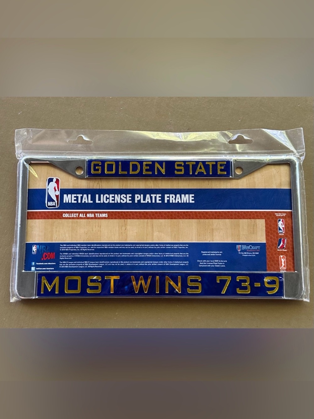 NWT Golden State Warriors 73-9 Record License Plate Frame - NBA Metal